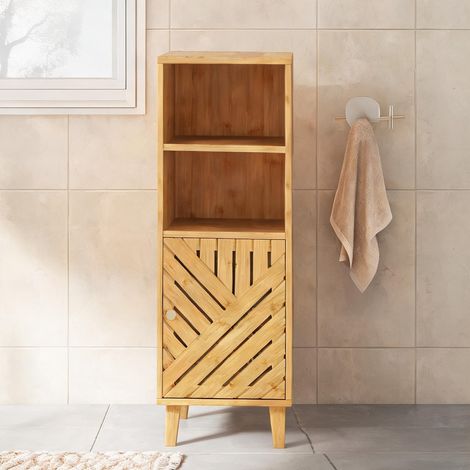 Meuble de salle de bain rangement 1 placard 2 étagères 32 x 30 x (1/5)