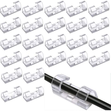 50 Pièces Clips Câbles Adhésifs Rangement de Câbles, Transparent Clips CâBle Organisateur Auto-AdhéSifs, Clips Pour Organisateurs CâBles Pour Bureau, Voiture Et Maison (1/5)