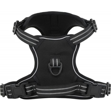Filiyano-Harnais pour chien avec bandes réfléchissantes, noir, taille XL. Ajustable. (1/5)