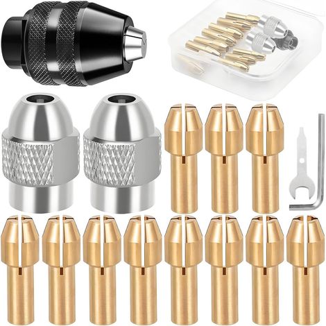 Mandrin de perceuse sans clé Pince de serrage Écrou pour Dremel 3000 4000 7700 8200 Pince de serrage en laiton 4485 Mandrin de perçage 4486 (0,5-3,2 mm) Pièces de rechange Kit d'accessoires (1/5)