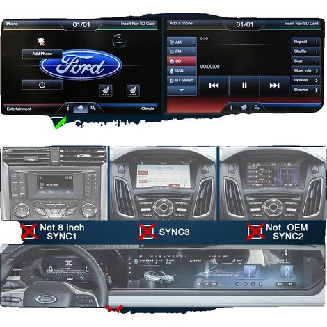 Decoder CarPlay wireless, design compatto, integrazione perfetta, per Ford Sync2 (1/2)
