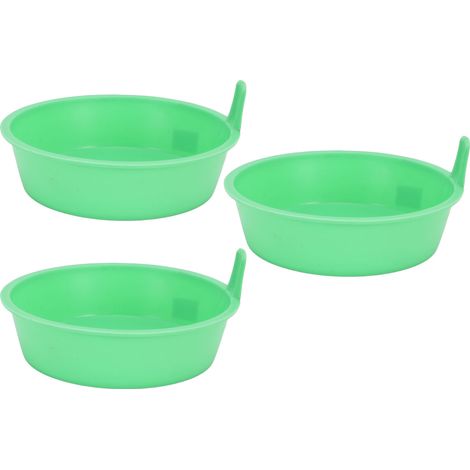 Lot de 3 mangeoires rondes en plastique PP épais avec poignée pour poulets, canards et oies