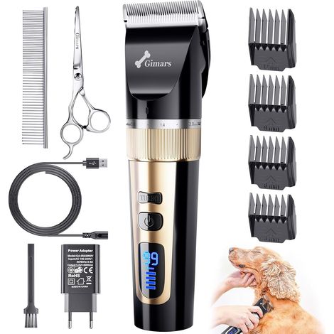 3 en 1 Tondeuse Chien Professionnelle 4 Vitesses 7000 RPM, Tondeuse pour Chien Poil Long Epais Silencieuse, Animaux Rechargeable Sans Fil pour Chats et Chiens (1/5)