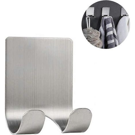 Lot de 4 supports de douche, crochets utilitaires en acier inoxydable pour serviettes, éponges, peignoirs et manteaux, organisateur de salle de bain et cuisine, auto-adhésifs et imperméables. (1/3)