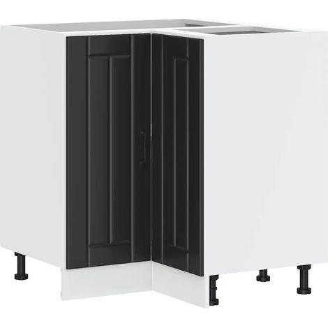 Mueble de cocina esquinero de diseño moderno en color negro con espacio de almacenamiento 75,5 x 75,5 x 81,5 cm fabricado en madera de ingeniería negra 020050103 (1/5)