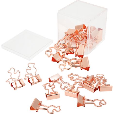 20Pcs Paper Clips Strong Clamping Force Durable Iron Little Duck Design Wide Application Small Binder ClipsRose Gold (1/5)