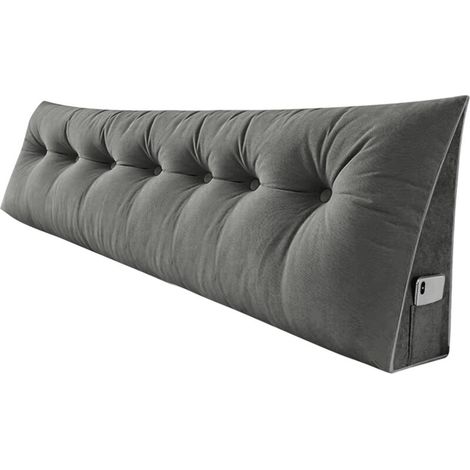 ® Triangulaire Coussin à Coins, Gros Coussin Canapé,Oreiller Cervical Dossier de Soutien Lombaire, 200x50x20cm, Polyester, Gris foncé (1/5)