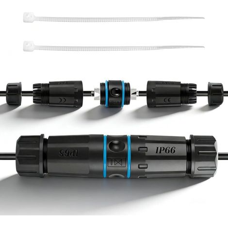 Connecteur Ethernet CAT.7 IP68 étanche - Coupleur RJ45 en métal - Adaptateur de câble LAN blindé pour l'extérieur - 10 Gbps - STP, AWG26-22 (1/5)
