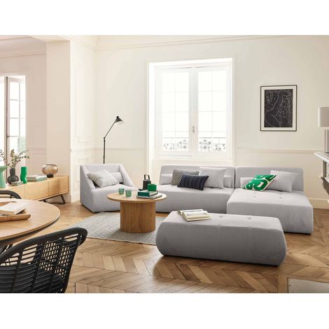 Onyx - 4-sitzer modulares ecksofa beidseitig montierbar - cord - hellgrau