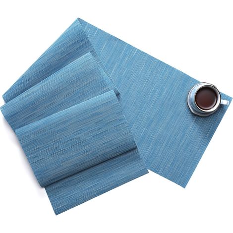 Runner De Table - Vinyle Tissé Résistant À La Chaleur - Antidérapant Lavable En Machine - 135 X 30 Cm - Bleu - 1 Pièce (1/5)