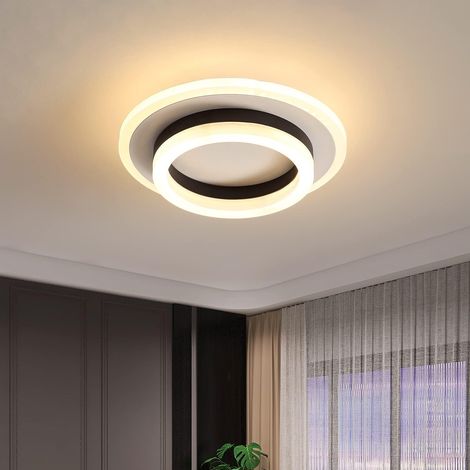 Modern Led Ceiling Light, 24W Black Round LED Ceiling Light Elegant Design Acrylic Ceiling Lamp for Living Room, Bedroom, Hallway, Kitchen, 3000K Warm White (1/5)