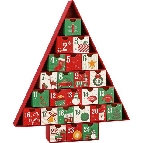 Ad Trend Calendario Avvento di Natale Cartone 32 x 5 H 39 Cm Rosso Verde