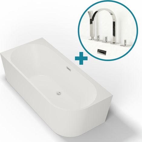 Bundle Capri 170 gauche blanche + robinetterie chromée 170 x76 x58 cm, by SPALINA (1/5)
