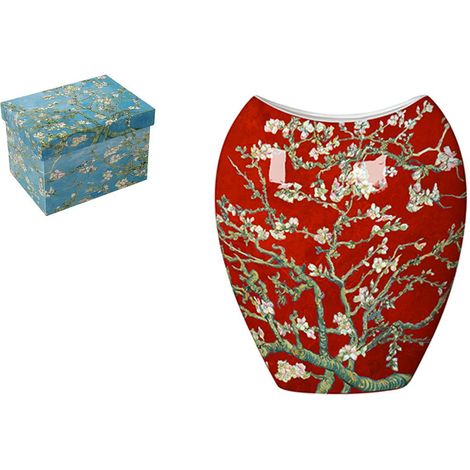Vase rouge Amandier en fleurs Van Gogh H25 cm