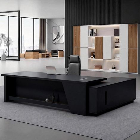 Moderner L-Schreibtisch mit Stauraum, 160x80cm, Schwarz-Weiß, Büro & Homeoffice (1/5)