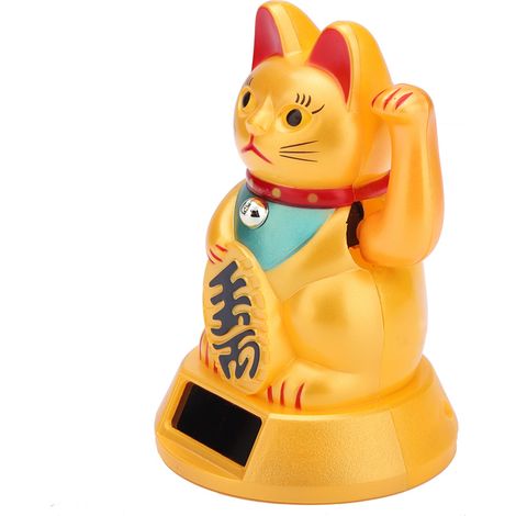 Chat porte-bonheur solaire de bienvenue qui agite la main, symbole de fortune, pour la maison et la voiture (1/5)