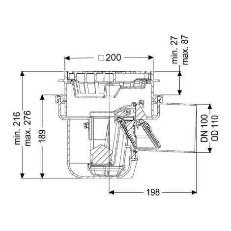 Obturateur de liquides légers KESSEL - DN 100, grille à fentes, avec protection anti-refoulement, 52101