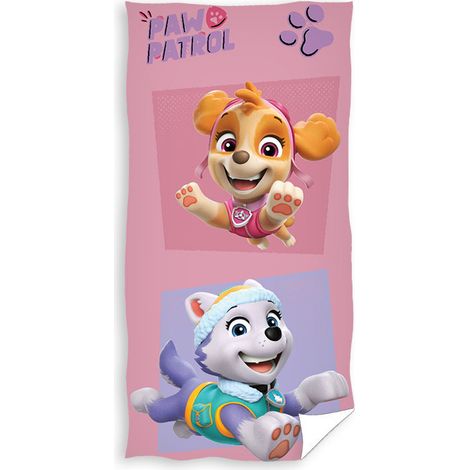 Baumwollhandtuch 70x140 Paw Patrol Skye und Everest hellrosa (1/4)