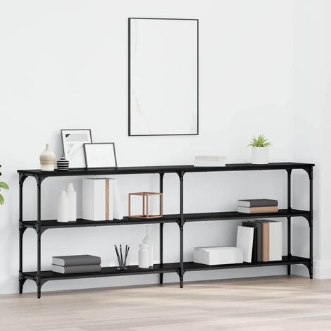 vidaXL Tavolo consolle Rovere nero 200 x 29 x 75 cm
