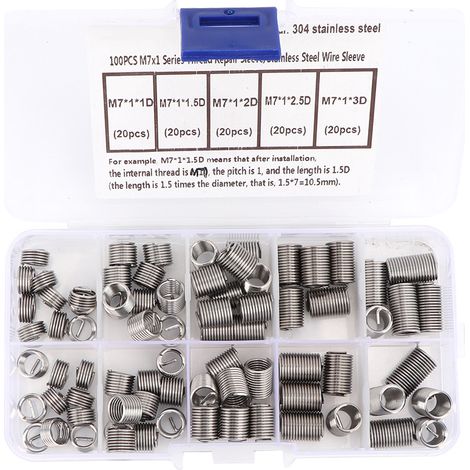 Lot de 100 inserts filetés M71 en acier inoxydable, manchons à visser pour réparation de filetage (1/5)