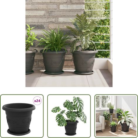 Pflanzgefäße -  Blumentöpfe 24 pcs Schwarz Ø 26 x 21,5 cm Kunststoff (1/5)