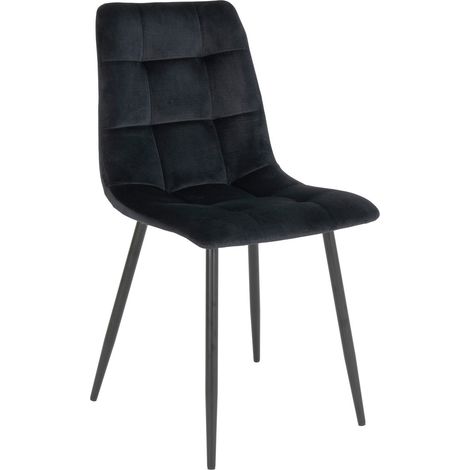 Set 2 sedie da pranzo Middelfart in velluto nero con gambe nere