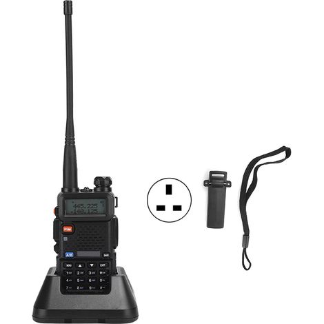 Talkie-walkie BF UV5R 8W double bande, radio bidirectionnelle avec batterie intégrée (100-240V, prise UK) (1/5)