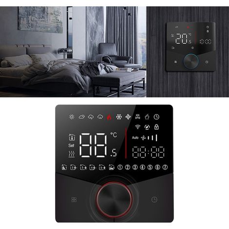Thermostat à bouton de commande pour chauffage de l'eau, panneau de contrôle de température avec affichage couleur LCD, thermostat numérique 3A pour chauffage au sol de sauna, noir (1/5)