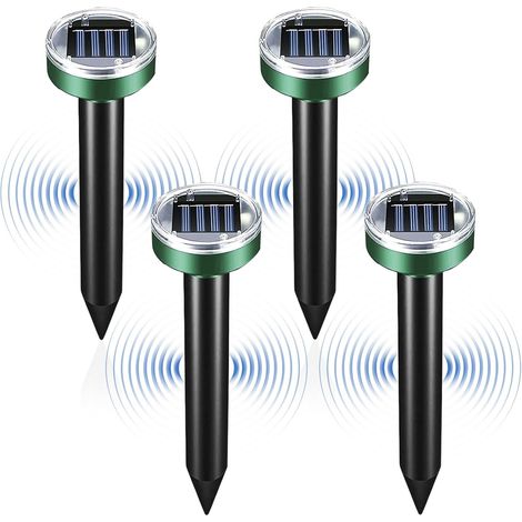 Repellente solare per talpe con ultrasuoni, confezione da 4 anti talpe, Vibrazione solare anti talpe e ultrasuoni, IP65 impermeabile, repellenti solari per talpe (rotondi) (1/5)