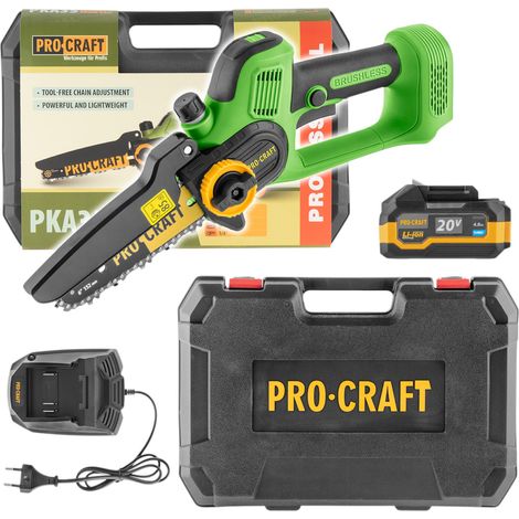 Procraft PKA35 Akku Astsäge Kettensäge 20 V 152 mm Brushless + 1x Akku 4,0 Ah + Ladegerät + Koffer (1/5)