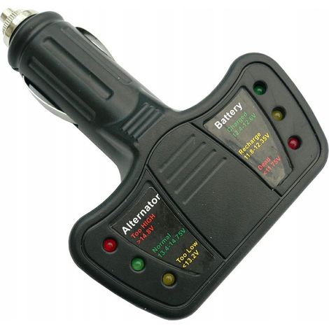 Comprobador electrónico LED de batería y alternador de coche de 12 V mediante toma de corriente