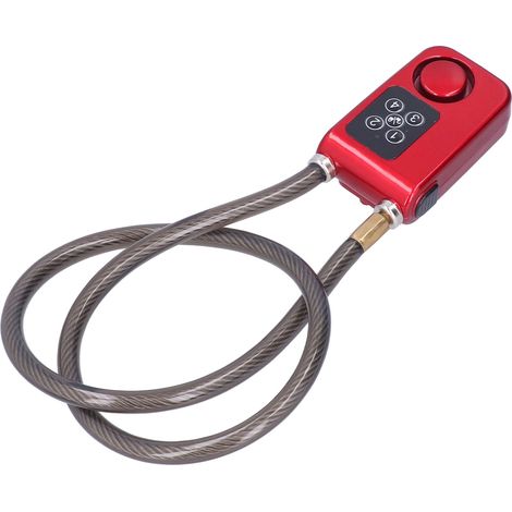 Antivol de vélo avec alarme, télécommande à code 4 chiffres, 110 dB, étanche IP55, sans clé, rouge. (1/5)