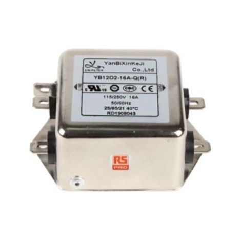 Filtre secteur RS PRO, 16A max, monophasé phases, 250 V c.a. max, Montage sur châssis ( Prix pour 1 )