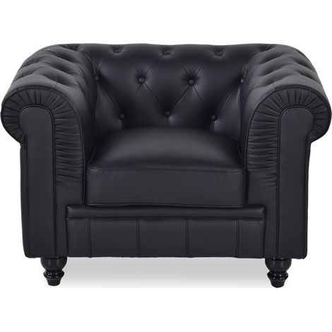 Fauteuil Chesterfield Regency Noir (1/3)