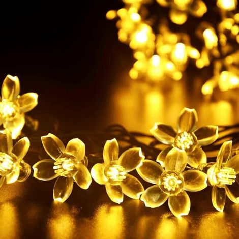 Guirlande lumineuse solaire en forme de cerisier en fleurs - 8 modes d'éclairage - Mariage (couleur chaude) - 12 mètres, 100 lumières (1/5)