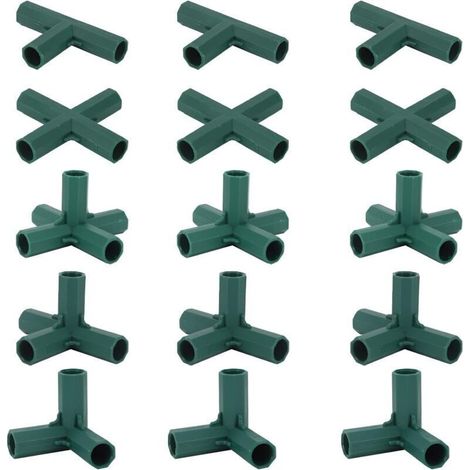 ALLIANDISLot de 15 connecteurs de cadre de jardin de 16 mm, 5 types de supports stables pour supports de fleurs et serres (1/4)