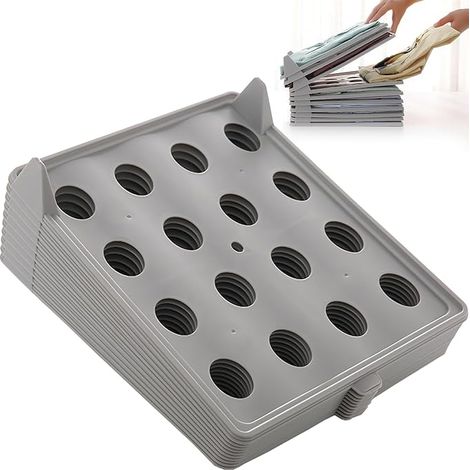 10 Pièces T-shirt Vêtements Planche Pliable, Chemise Empilable Réception Planche Organisateur, Système d'Économie d'Espace pour les Tiroirs de la Garde-Robe, Plateaux de Vêtements (Gris) (1/5)