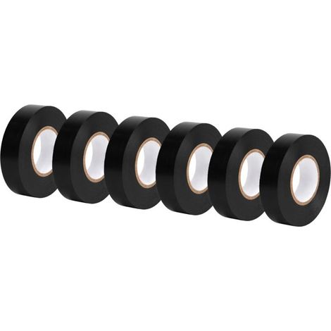 Rotoli di nastro isolante, 1,9 cm x 20 m, ideali per uso domestico, riparazioni, applicazioni automobilistiche e attrezzature, 6 unità, confezione da 1, nero (1/4)