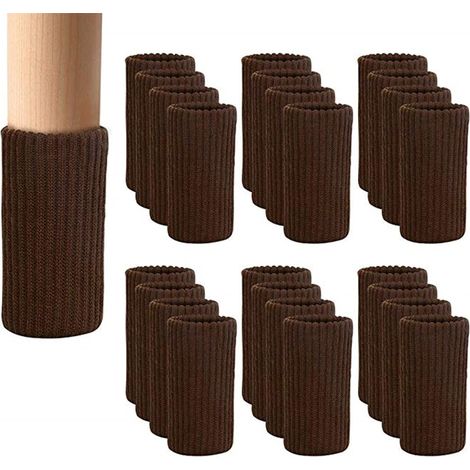 Knitted furniture leg covers, 24-piece pack, prevents scratches and reduces noise (brown)