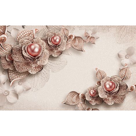Papier peint panoramique - Fleurs 3D - 130 cm x 81 cm (1/2)