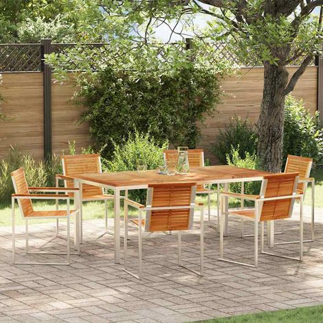 Teenpull – Garten Essgruppe 7 Stk. Massives Teakholz und Edelstahl (1/5)