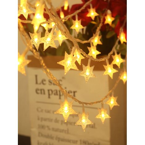 Guirlande lumineuse, 10m 80 LED Guirlande Guinguette, Decoractive pour chambre à coucher,Terrasse, mariage, fête, anniversaire (Star)，cadeaux de Noël