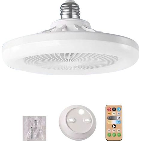 Ventilateur de plafond silencieux avec lampe intégrée pour salle à manger, salon et chambre à coucher. Modèle à trois vitesses. (1/4)