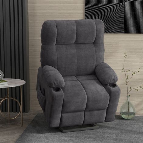 Poltrona relax elettrica alzapersona, massaggiante e riscaldata, grigio scuro HAVRYA (1/5)
