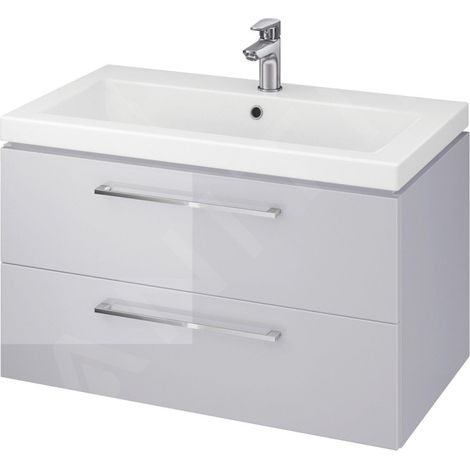 Cersanit Lara - Meuble avec lavabo, 45x79x45 cm, 2 tiroirs, gris S801-214-DSM (1/3)