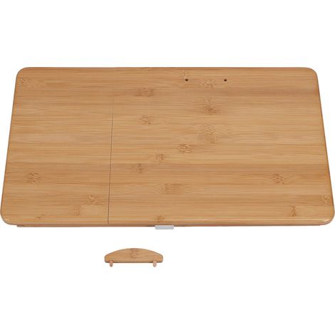 Plateau de lit en bambou naturel, robuste, stable, durable, pliable, hauteur réglable sur 5 niveaux, plateau pour ordinateur portable (1/5)