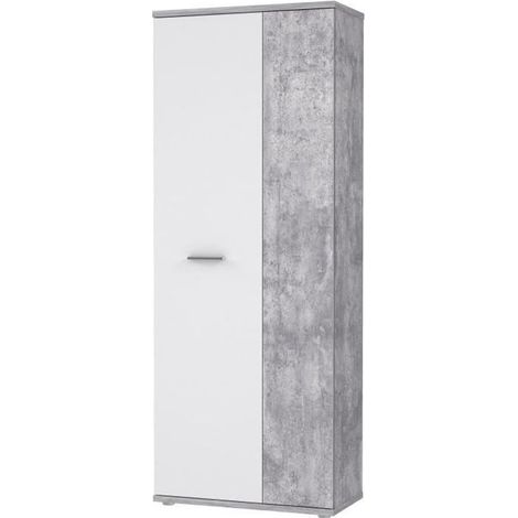 Armoire a chaussures MISCA - Style contemporain effet béton et blanc mat - L 69 cm (1/5)