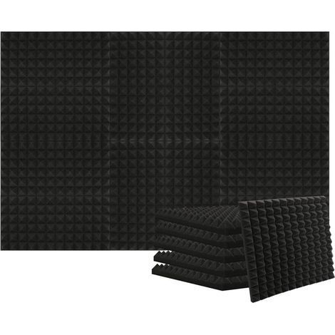 Panneaux de Mousse Acoustique, Panneau Absorbant 12 pièces Anti Bruit Retardateur flamme pour Podcasting, Studios d\'enregistrement, Bureaux 30x30x5cm, Noir-Chrom (1/5)