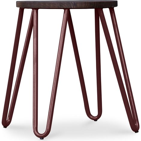 Tabouret Hairpin - 42cm - Bois foncé et métal Bronze (1/4)