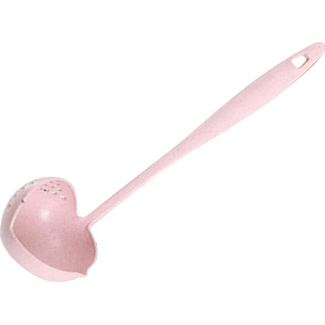 Louche à écumoire rose simple 2 en 1 durable solide avec bec verseur et trou de suspension pour fondue chinoise cuisson cuisine (1/5)